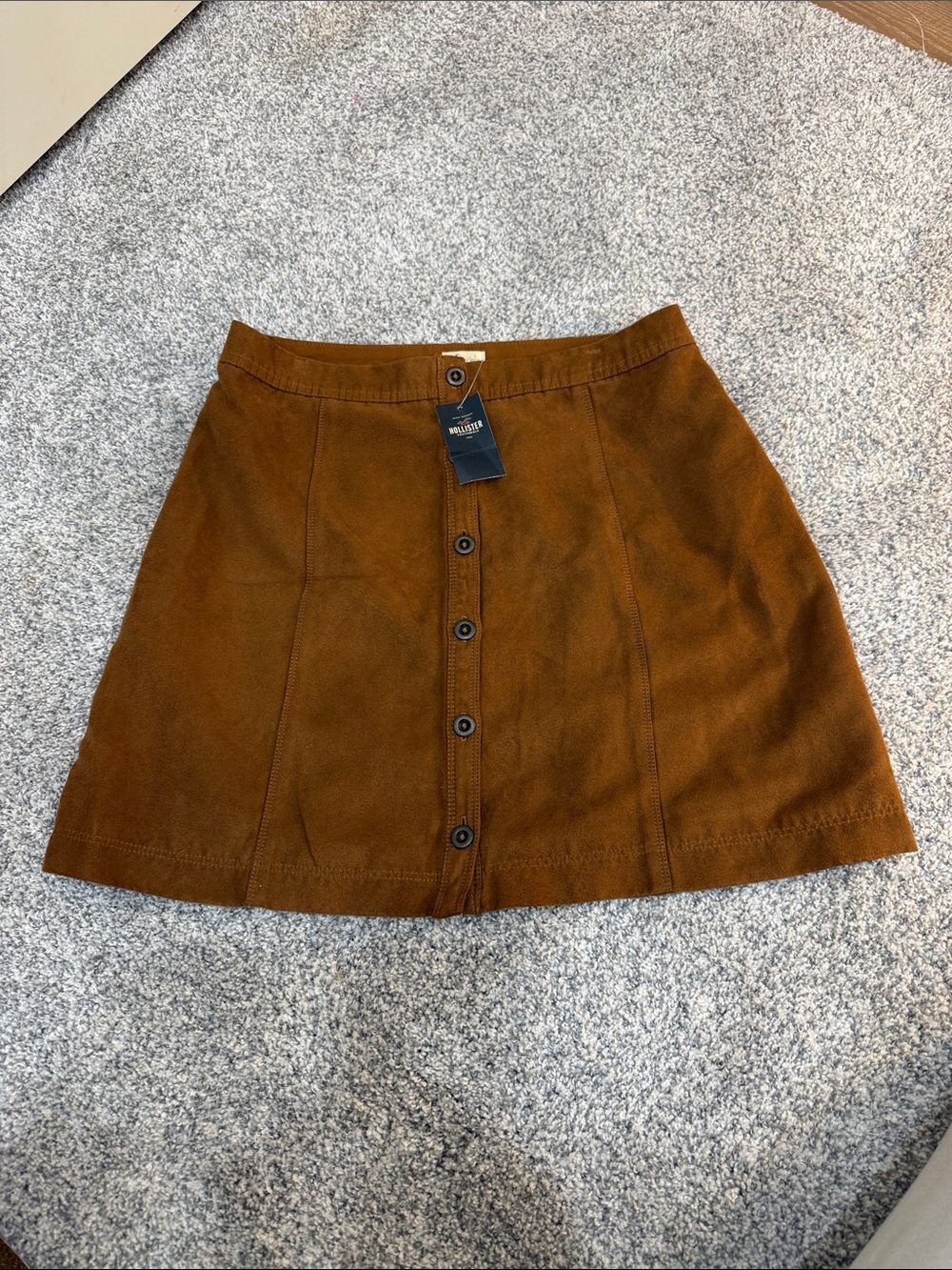 Hollister Button-Front Mini Skirt in Rich Brown